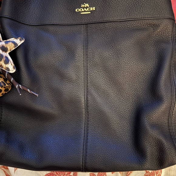 Coach Black Leather Shoulder Bag with Tassel Accents - Picture 16 of 16